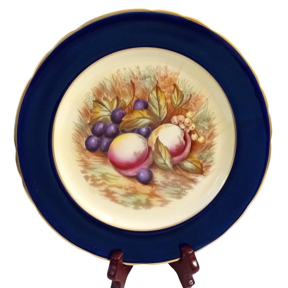 Aynsley Orchard Gold Plate 8.25" Cobalt Fruit